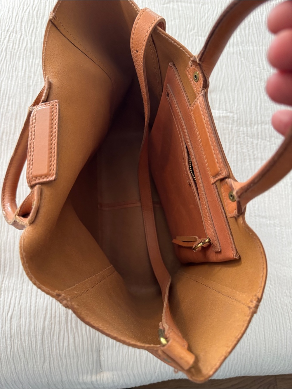 Madewell Brown Leather Tote with Top Handles & crossbody strap - Picture 5 of 7